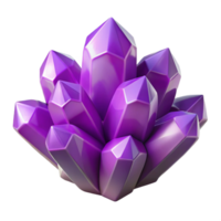 Purple Crystal Cluster 3D Render png