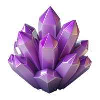 Purple Crystal Cluster 3D Render png