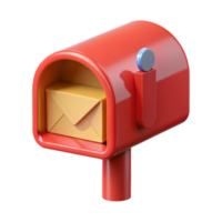 3D Render Red Mailbox with Envelope Illustration png