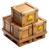 3D Render Wooden Crates on Pallet png