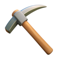 3D Model Pickaxe Wood Handle Mining Tool png