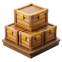 3D Render Stacked Wooden Crates png