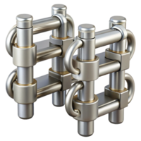 3D Render Metallic Interlocking Structure png