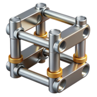 3D Render Metallic Cube Structure png