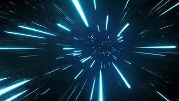 Abstract blue light streaks radiating out from a central point against a dark blue background, creating a sense of motion and speed. video