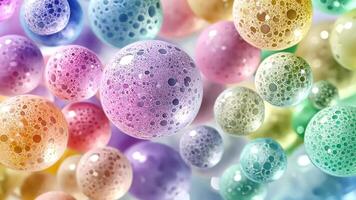 Abstract background with colorful spheres and a soft, blurred effect. The spheres are all different colors and have a textured surface. video
