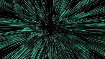 Abstract background with green lines radiating from a central point on black background. video