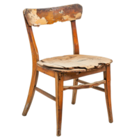 Aged and Rustic Wooden Chair with Visible Cracks and Rough Edges png