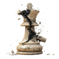Cracked and Shattered Chess Piece Isolated on Transparent Background png