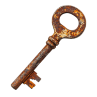 Decayed Vintage Key with Rust, Bends, and Textural Imperfections png