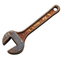 Old Rusty Adjustable Wrench with Corrosion and Worn Isolated on Transparent Background png