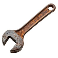 Rusty Adjustable Wrench with Extensive Corrosion and Worn on Transparent Background png
