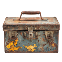 Old Rusty Metal Toolbox with Corroded Surface and Visible Decay png