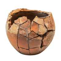 Broken Ancient Clay Pot with Missing Pieces Isolated on Transparent Background png