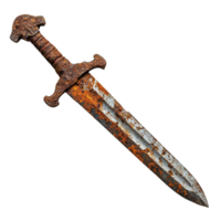 Vintage Rusty Sword Featuring Corroded Blade and Simple Crossguard Isolated on Transparent Background png