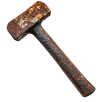 Heavily Rusted and Decayed Hammer with Corrosion Textures and Grunge Details png