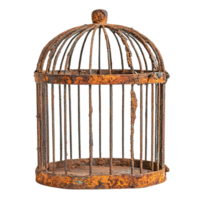 Vintage Birdcage with Dome Top and Significant Rust Damage Isolated on Transparent Background png