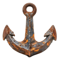 Decayed Ship Anchor Covered in Rust and Oxidation Isolated on Transparent Background png