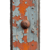 Aged and Decayed Metal Column with Rust Textures and Weathered Paint Isolated on Transparent Background png