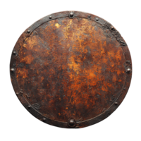 Corroded Medieval Shield with Flaking Rust and Erosion Isolated on Transparent Background png