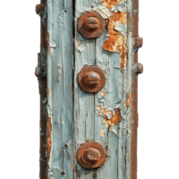 Aged Fence Post with Heavy Rust, Flaking Paint, and Corrosion Textures Isolated on Transparent Background png