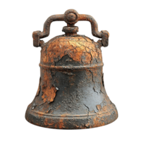 Heavily Weathered Bell with Extensive Rust Isolated on Transparent Background png