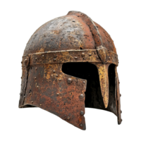 Heavily Corroded Medieval Helmet with Prominent Cross Design, and Rusted Surface png