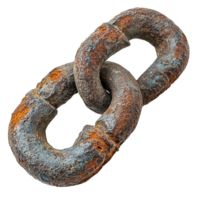Weathered Metal Chain Links with Heavy Rust and Corrosion Isolated on Transparent Background png