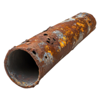 Heavily Corroded Metal Pipe with Significant Rust and Multiple Holes Isolated on Transparent Background png