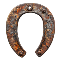 Weathered Horseshoe Highlighting Extensive Rust and Signs of Age on Transparent Background png