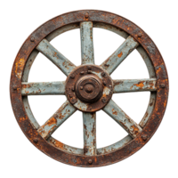 Old Industrial Wagon Wheel Covered in Layers of Rust Isolated on Transparent Background png