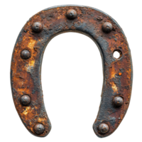 Old, Rusty Horseshoe Featuring Severe Corrosion and Weathering on Transparent Background png