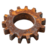 Weathered Gear Part with Jagged Edges and Rusted Surfaces Isolated on Transparent Background png