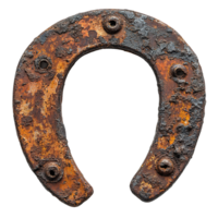 Rusted Metal Horseshoe with Heavy Corrosion and Structural Damage on Transparent Background png