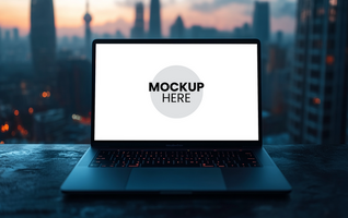Laptop mockup for design showcases, editable front screen display psd