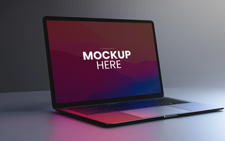 High-resolution front-facing laptop mockup, fully customizable display psd