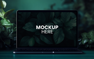 Editable laptop mockup, front-facing display for branding showcases psd