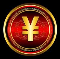 Luxury gold Chinese Yuan digital currency symbol vector