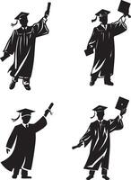 Student Silhouette in Cap and Gown vector