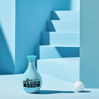 oval shaped bottle mockup like a flower pot, can be edited easily, can change color and design as desired psd
