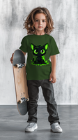 Children's t-shirt mockup uses a green t-shirt, the color of the t-shirt can be changed easily and the design can be edited, without special skills, suitable for beginners psd