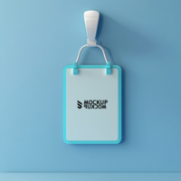name tag mockup with blue background and can be changed easily psd