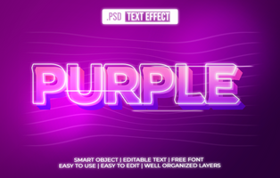 Purple Retro 3D Text Effect psd
