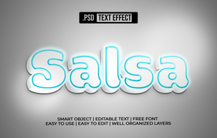Salsa White 3D Text Effect psd