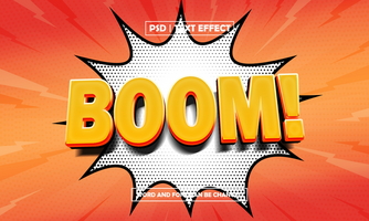 Pop art boom text effect, editable text style psd