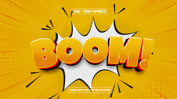 Boom text effect, Editable Blast Text Style on Yellow Background psd