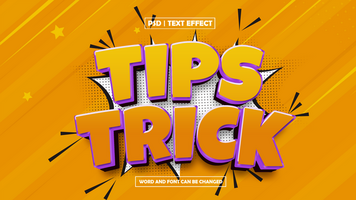 Tips trick text effect, Editable Blast Style on orange background psd