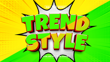 Trend style text on a yellow and green background psd