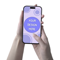 Mockup of a black phone in hand To accommodate your design No background psd