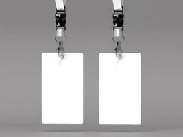 Pair of Blank ID Cards with Lanyards Front View 3D Render photo